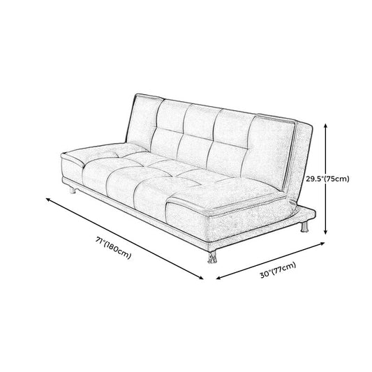 Linen and Faux Leather Sofa Couch Armless Biscuit Back Settee Couch Clearhalo 'furn' 'furn_sofas' 'Furniture' 'furniture_sofas' 'Living Room Furniture' 'Sofa' 'sofas' 4895881