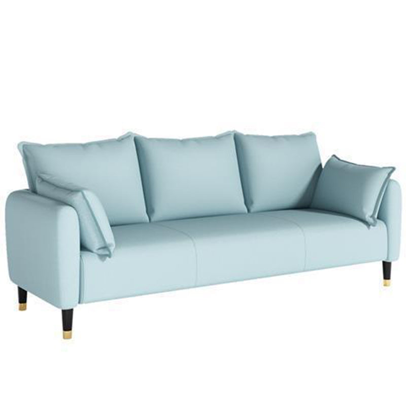 Scandinavian Sofa with 3 Pillows and Pillow Top Arm for Three People Mint Green Clearhalo 'Furniture' 'furniture_sofas' 'Living Room Furniture' 'Sofa' 'sofas' 4895884