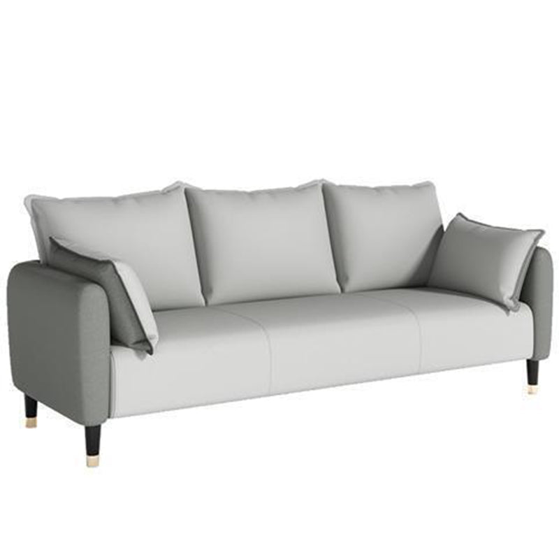 Scandinavian Sofa with 3 Pillows and Pillow Top Arm for Three People Dark Grey Light Grey Clearhalo 'Furniture' 'furniture_sofas' 'Living Room Furniture' 'Sofa' 'sofas' 4895885