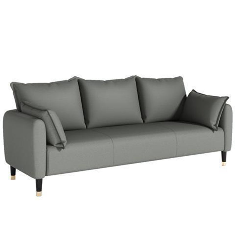 Scandinavian Sofa with 3 Pillows and Pillow Top Arm for Three People Grey Clearhalo 'Furniture' 'furniture_sofas' 'Living Room Furniture' 'Sofa' 'sofas' 4895888