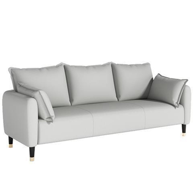 Scandinavian Sofa with 3 Pillows and Pillow Top Arm for Three People Light Gray Clearhalo 'Furniture' 'furniture_sofas' 'Living Room Furniture' 'Sofa' 'sofas' 4895890