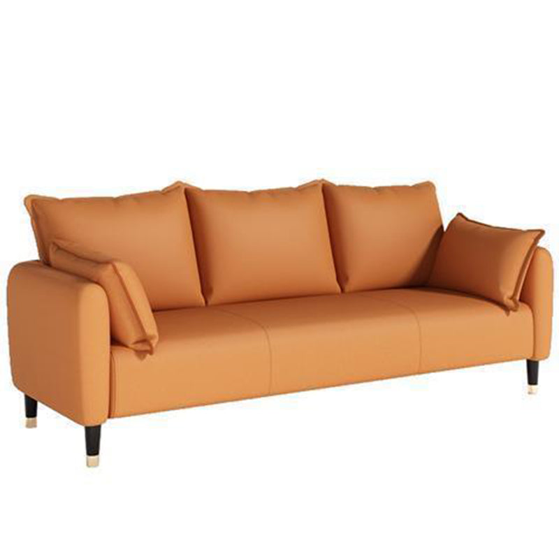Scandinavian Sofa with 3 Pillows and Pillow Top Arm for Three People Orange Clearhalo 'Furniture' 'furniture_sofas' 'Living Room Furniture' 'Sofa' 'sofas' 4895891