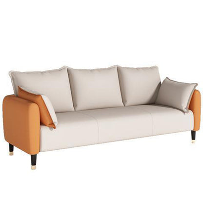 Scandinavian Sofa with 3 Pillows and Pillow Top Arm for Three People Beige Orange Clearhalo 'Furniture' 'furniture_sofas' 'Living Room Furniture' 'Sofa' 'sofas' 4895892