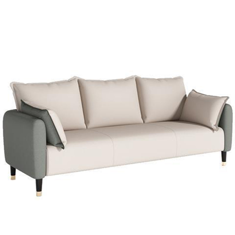 Scandinavian Sofa with 3 Pillows and Pillow Top Arm for Three People Dark Gray-White Clearhalo 'Furniture' 'furniture_sofas' 'Living Room Furniture' 'Sofa' 'sofas' 4895895