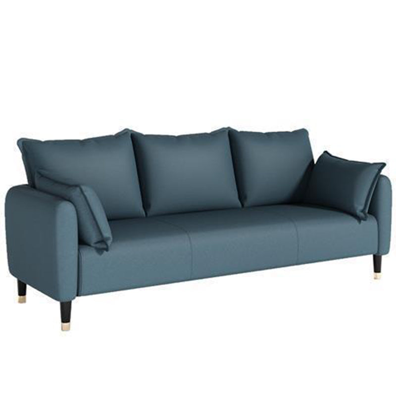 Scandinavian Sofa with 3 Pillows and Pillow Top Arm for Three People Royal Blue Clearhalo 'Furniture' 'furniture_sofas' 'Living Room Furniture' 'Sofa' 'sofas' 4895898