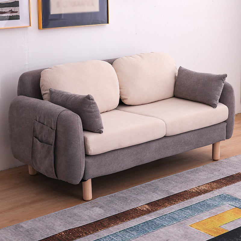 Scandinavian Loveseat with Two Pillow Back and Storage for Apartment Gray-White Clearhalo 'Furniture' 'furniture_sofas' 'Living Room Furniture' 'Sofa' 'sofas' 4895918
