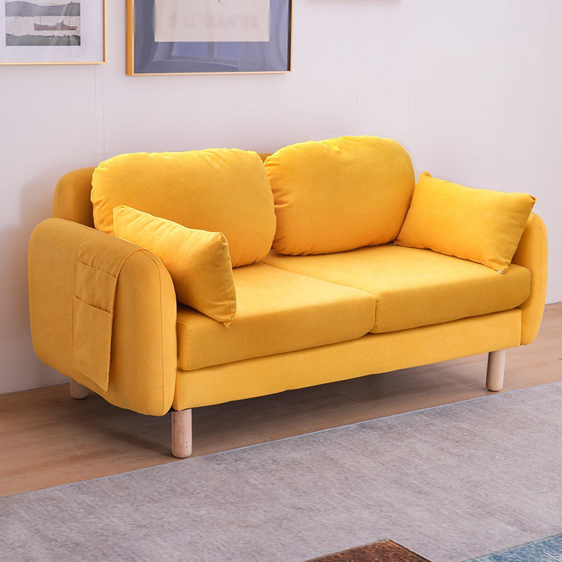 Scandinavian Loveseat with Two Pillow Back and Storage for Apartment Yellow Clearhalo 'Furniture' 'furniture_sofas' 'Living Room Furniture' 'Sofa' 'sofas' 4895920