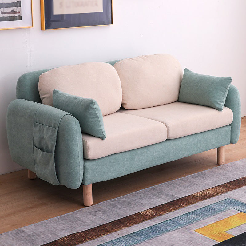 Scandinavian Loveseat with Two Pillow Back and Storage for Apartment White-Green Clearhalo 'Furniture' 'furniture_sofas' 'Living Room Furniture' 'Sofa' 'sofas' 4895922