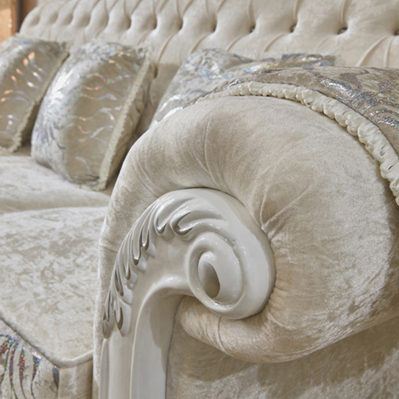 Velvet Rolled Arm Standard Sofa Couch with Pillows for Three People Clearhalo 'furn' 'furn_sofas' 'Furniture' 'furniture_sofas' 'Living Room Furniture' 'Sofa' 'sofas' 4895932