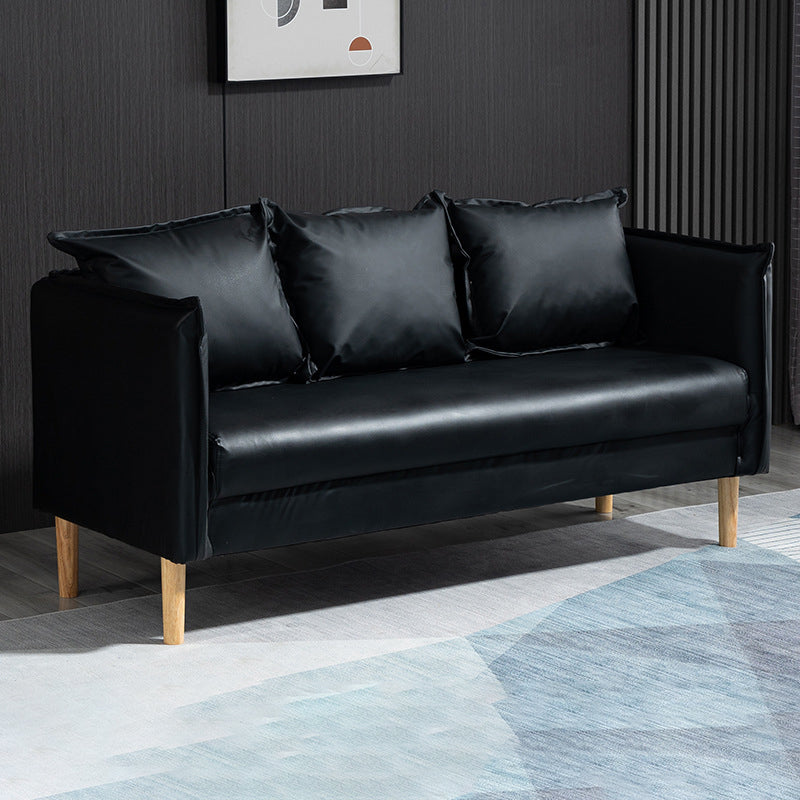Contemporary Three Pillow Back Sofa with Tuxedo Arm for Apartment Black Clearhalo 'furn' 'furn_sofas' 'Furniture' 'furniture_sofas' 'Living Room Furniture' 'Sofa' 'sofas' 4895963