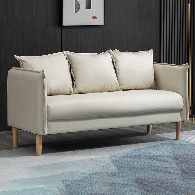 Contemporary Three Pillow Back Sofa with Tuxedo Arm for Apartment Off-White Clearhalo 'furn' 'furn_sofas' 'Furniture' 'furniture_sofas' 'Living Room Furniture' 'Sofa' 'sofas' 4895964