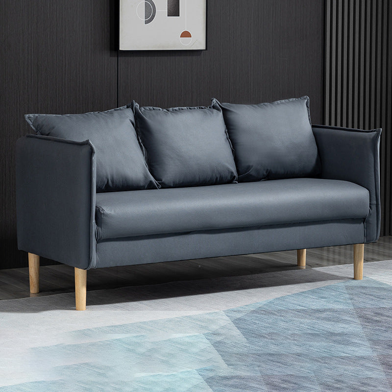 Contemporary Three Pillow Back Sofa with Tuxedo Arm for Apartment Dark Gray Clearhalo 'furn' 'furn_sofas' 'Furniture' 'furniture_sofas' 'Living Room Furniture' 'Sofa' 'sofas' 4895965