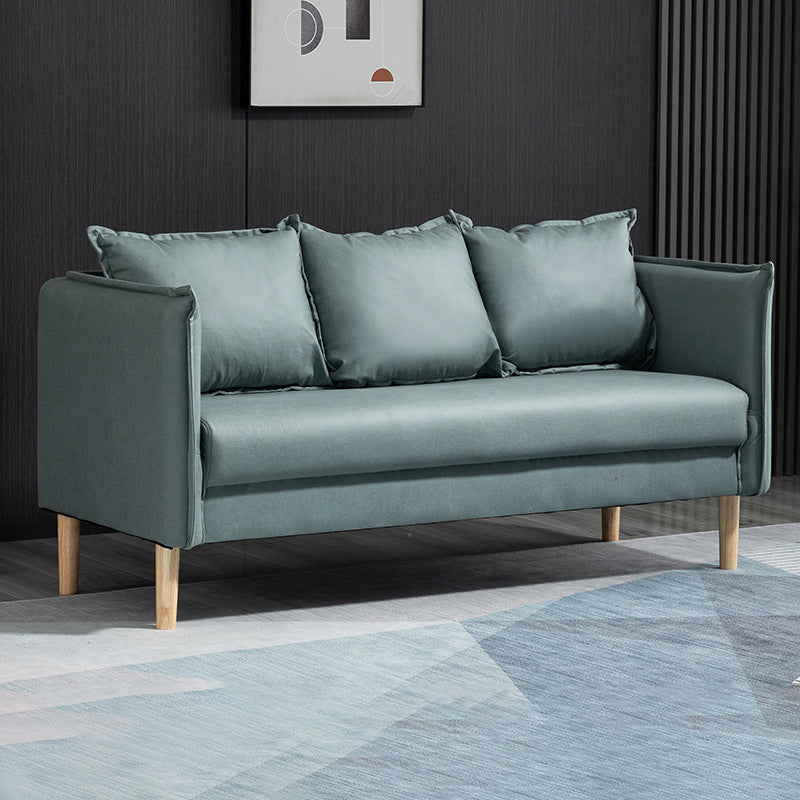 Contemporary Three Pillow Back Sofa with Tuxedo Arm for Apartment Light Green Clearhalo 'furn' 'furn_sofas' 'Furniture' 'furniture_sofas' 'Living Room Furniture' 'Sofa' 'sofas' 4895966