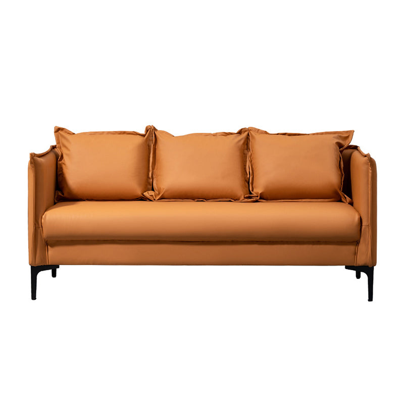 Contemporary Three Pillow Back Sofa with Tuxedo Arm for Apartment 71"L x 26"W x 26"H Orange Clearhalo 'furn' 'furn_sofas' 'Furniture' 'furniture_sofas' 'Living Room Furniture' 'Sofa' 'sofas' 4895967