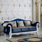 Contemporary Standard Rolled Arm Velvet Sofa Couch for Three People Navy-White Clearhalo 'furn' 'furn_sofas' 'Furniture' 'furniture_sofas' 'Living Room Furniture' 'Sofa' 'sofas' 4895977