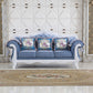 Contemporary Standard Rolled Arm Velvet Sofa Couch for Three People Lake Blue-White Clearhalo 'furn' 'furn_sofas' 'Furniture' 'furniture_sofas' 'Living Room Furniture' 'Sofa' 'sofas' 4895985