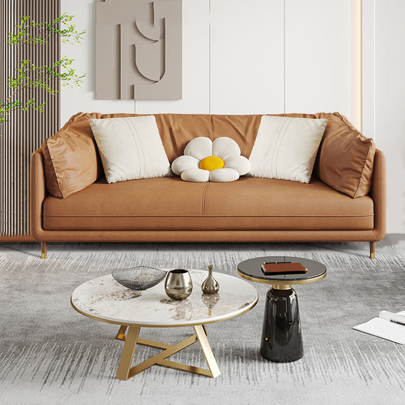 Contemporary Loose Back Standard Pillow Top Arm Faux Leather Seating 71"L x 39"W x 37"H Latex Clearhalo 'furn' 'furn_sofas' 'Furniture' 'furniture_sofas' 'Living Room Furniture' 'Sofa' 'sofas' 4895996