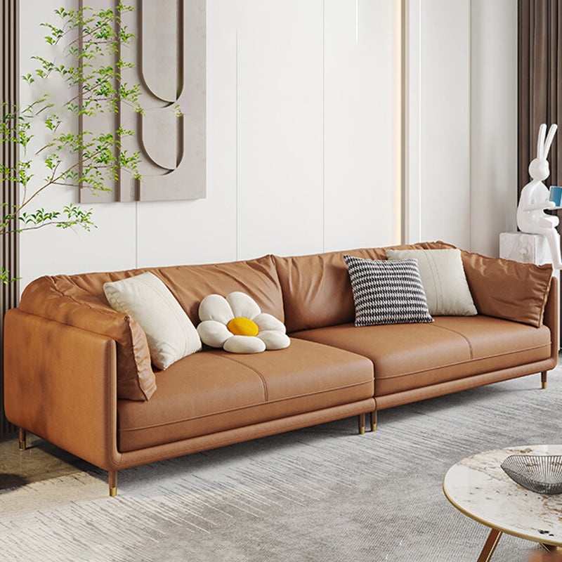 Contemporary Loose Back Standard Pillow Top Arm Faux Leather Seating 87"L x 39"W x 37"H Sponge Clearhalo 'furn' 'furn_sofas' 'Furniture' 'furniture_sofas' 'Living Room Furniture' 'Sofa' 'sofas' 4895998