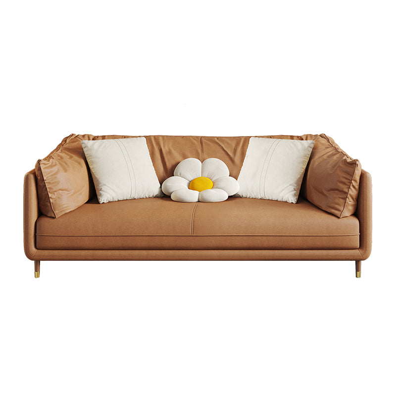 Contemporary Loose Back Standard Pillow Top Arm Faux Leather Seating 71"L x 39"W x 37"H Sponge Clearhalo 'furn' 'furn_sofas' 'Furniture' 'furniture_sofas' 'Living Room Furniture' 'Sofa' 'sofas' 4896001