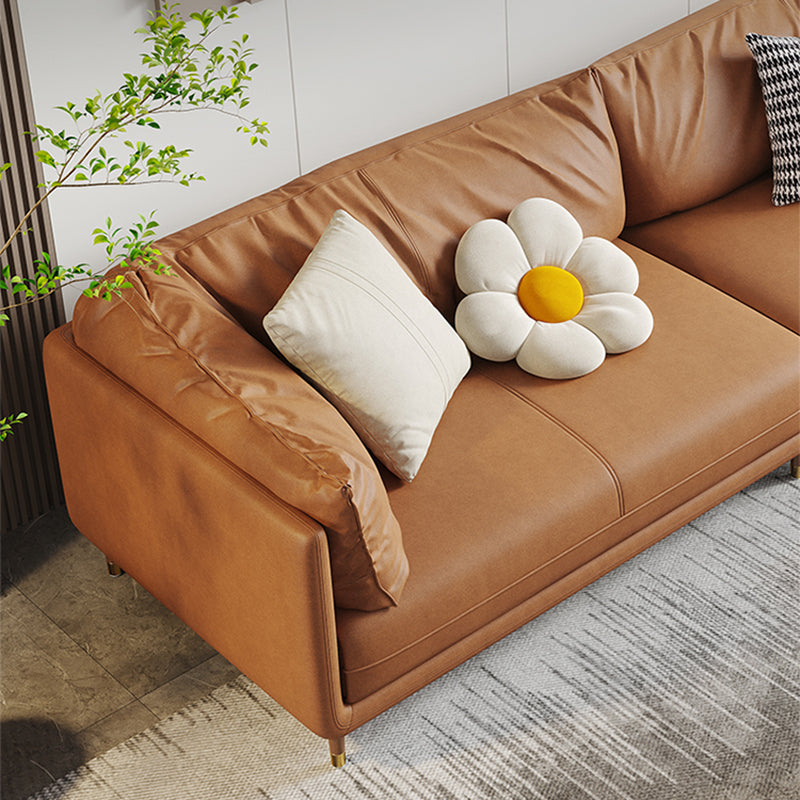 Contemporary Loose Back Standard Pillow Top Arm Faux Leather Seating Clearhalo 'furn' 'furn_sofas' 'Furniture' 'furniture_sofas' 'Living Room Furniture' 'Sofa' 'sofas' 4896004