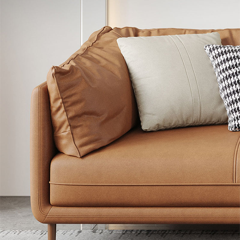 Contemporary Loose Back Standard Pillow Top Arm Faux Leather Seating Clearhalo 'furn' 'furn_sofas' 'Furniture' 'furniture_sofas' 'Living Room Furniture' 'Sofa' 'sofas' 4896006