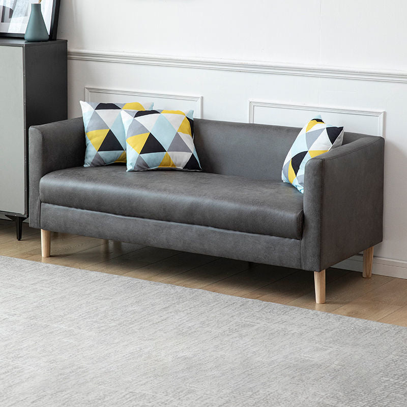 Faux Leather Tight Back Sofa with Tuxedo Arm for Living Room Dark Gray Clearhalo 'furn' 'furn_sofas' 'Furniture' 'furniture_sofas' 'Living Room Furniture' 'Sofa' 'sofas' 4896014