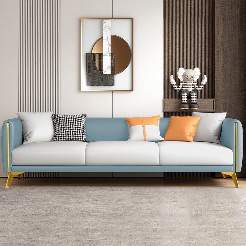 Contemporary Tight Back 4-seater Sofa with Hair Pin Legs for Apartment White-Green Clearhalo 'furn' 'furn_sofas' 'Furniture' 'furniture_sofas' 'Living Room Furniture' 'Sofa' 'sofas' 4896028