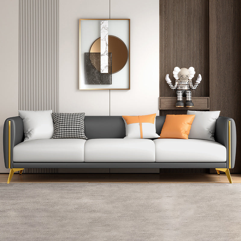Contemporary Tight Back 4-seater Sofa with Hair Pin Legs for Apartment Gray-White Latex Clearhalo 'furn' 'furn_sofas' 'Furniture' 'furniture_sofas' 'Living Room Furniture' 'Sofa' 'sofas' 4896031