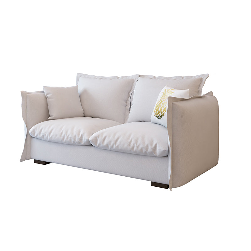 Cotton Blend and Faux Leather Sofa Set Square Arm Sofa Couch with Pillows 27''H x 67''L x 35''W Clearhalo 'Furniture' 'furniture_sofas' 'Living Room Furniture' 'Sofa' 'sofas' 4896040