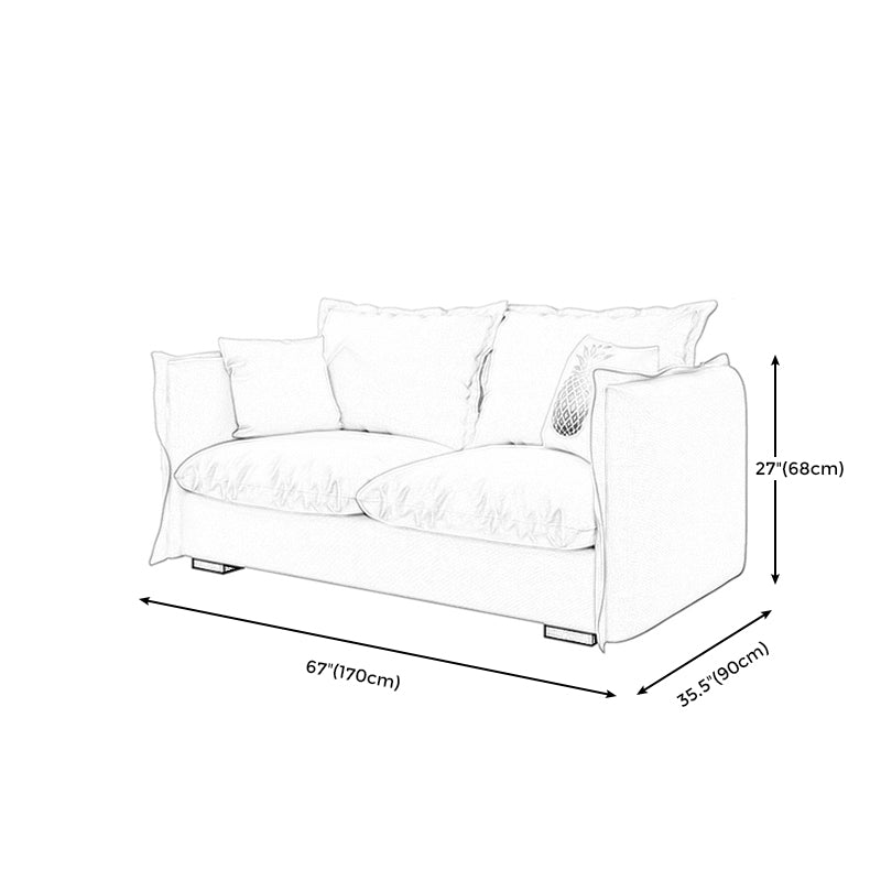 Cotton Blend and Faux Leather Sofa Set Square Arm Sofa Couch with Pillows Clearhalo 'Furniture' 'furniture_sofas' 'Living Room Furniture' 'Sofa' 'sofas' 4896046