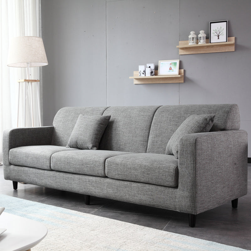 Contemporary Cushions Standard Sofa Set Square Arm Settee Couch Grey 31.5''H x 75''L x 33''W Linen Clearhalo 'Furniture' 'furniture_sofas' 'Living Room Furniture' 'Sofa' 'sofas' 4896062