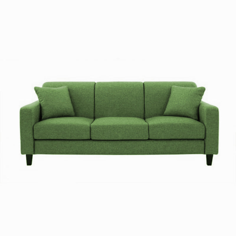 Contemporary Cushions Standard Sofa Set Square Arm Settee Couch Green Linen Clearhalo 'Furniture' 'furniture_sofas' 'Living Room Furniture' 'Sofa' 'sofas' 4896065