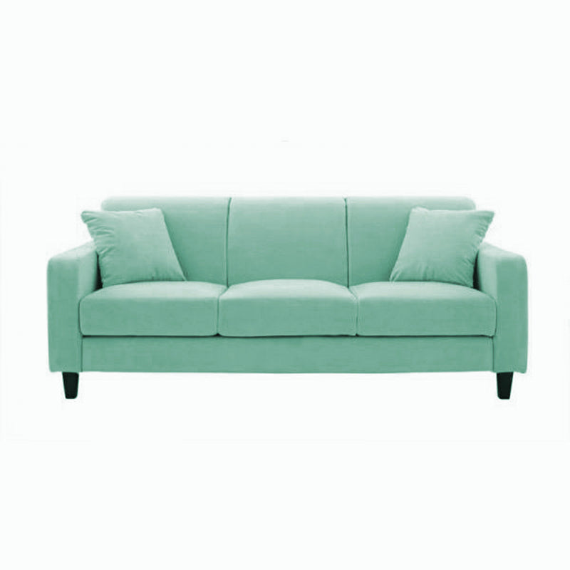 Contemporary Cushions Standard Sofa Set Square Arm Settee Couch Lake Green Linen Clearhalo 'Furniture' 'furniture_sofas' 'Living Room Furniture' 'Sofa' 'sofas' 4896071