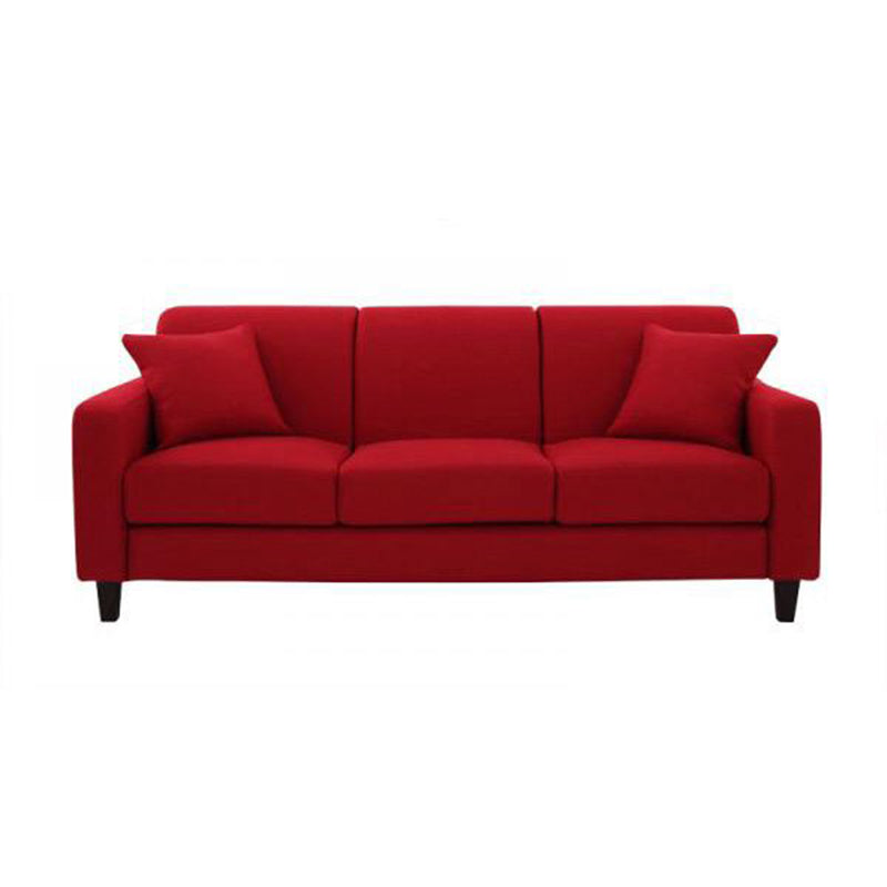 Contemporary Cushions Standard Sofa Set Square Arm Settee Couch Red Velvet Clearhalo 'Furniture' 'furniture_sofas' 'Living Room Furniture' 'Sofa' 'sofas' 4896072