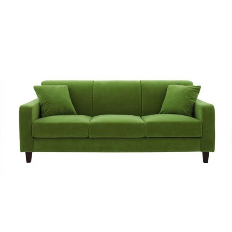 Contemporary Cushions Standard Sofa Set Square Arm Settee Couch Green Velvet Clearhalo 'Furniture' 'furniture_sofas' 'Living Room Furniture' 'Sofa' 'sofas' 4896073