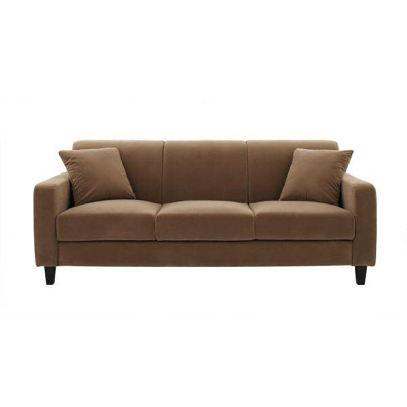 Contemporary Cushions Standard Sofa Set Square Arm Settee Couch Light Coffee Velvet Clearhalo 'Furniture' 'furniture_sofas' 'Living Room Furniture' 'Sofa' 'sofas' 4896076