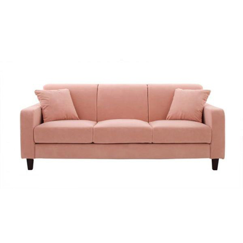 Contemporary Cushions Standard Sofa Set Square Arm Settee Couch Pink Velvet Clearhalo 'Furniture' 'furniture_sofas' 'Living Room Furniture' 'Sofa' 'sofas' 4896082