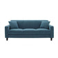 Contemporary Cushions Standard Sofa Set Square Arm Settee Couch Blue Velvet Clearhalo 'Furniture' 'furniture_sofas' 'Living Room Furniture' 'Sofa' 'sofas' 4896083