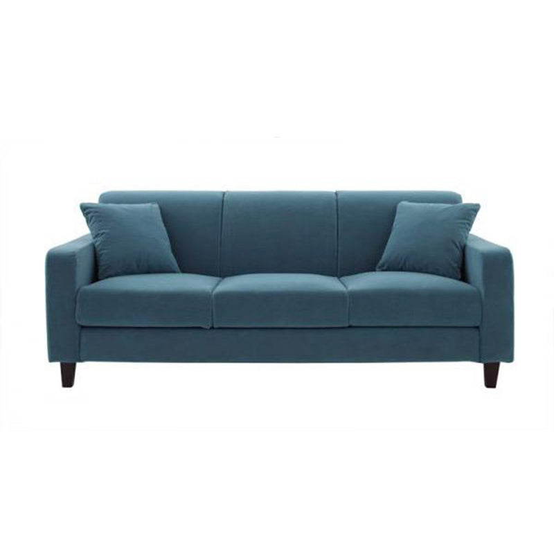 Contemporary Cushions Standard Sofa Set Square Arm Settee Couch Blue Velvet Clearhalo 'Furniture' 'furniture_sofas' 'Living Room Furniture' 'Sofa' 'sofas' 4896083