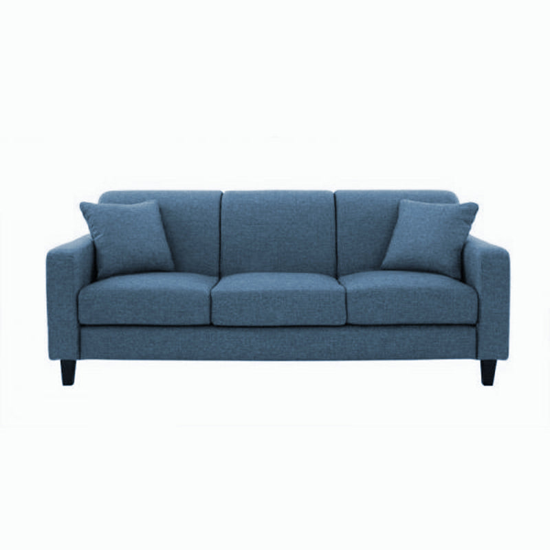 Contemporary Cushions Standard Sofa Set Square Arm Settee Couch Blue Linen Clearhalo 'Furniture' 'furniture_sofas' 'Living Room Furniture' 'Sofa' 'sofas' 4896087