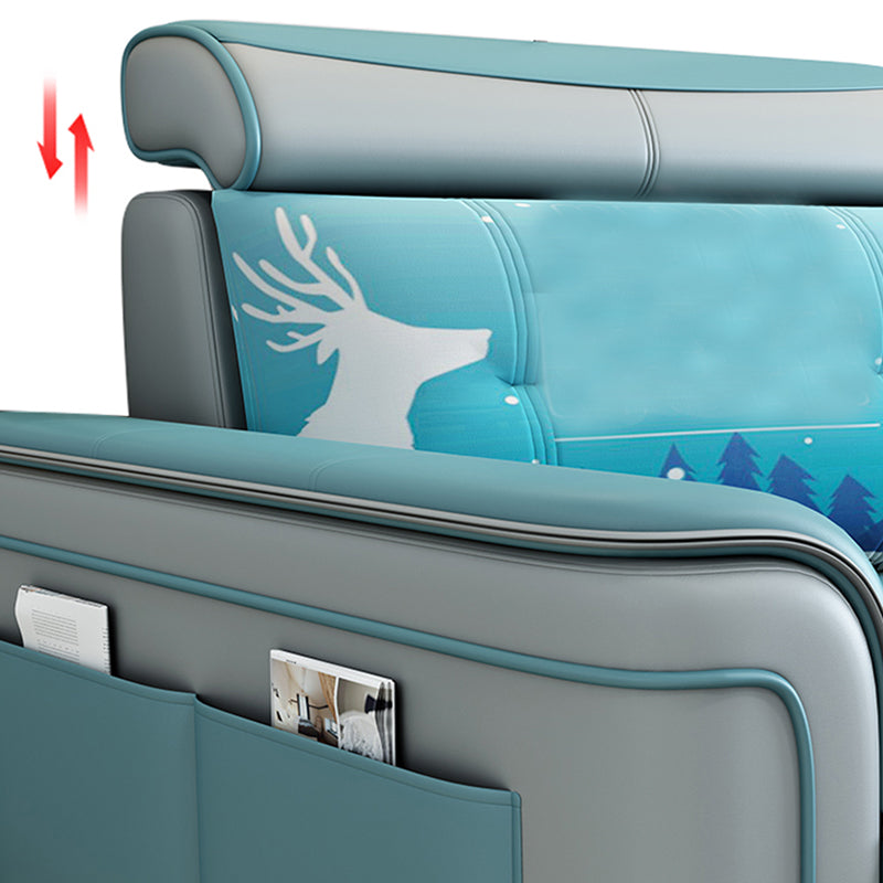 L-Shape Pillowed Top Arm Sectionals 3-seat Storage Sofa with Ottoman for Apartment Clearhalo 'Furniture' 'furniture_sectionals' 'Living Room Furniture' 'Sectionals' 4896115