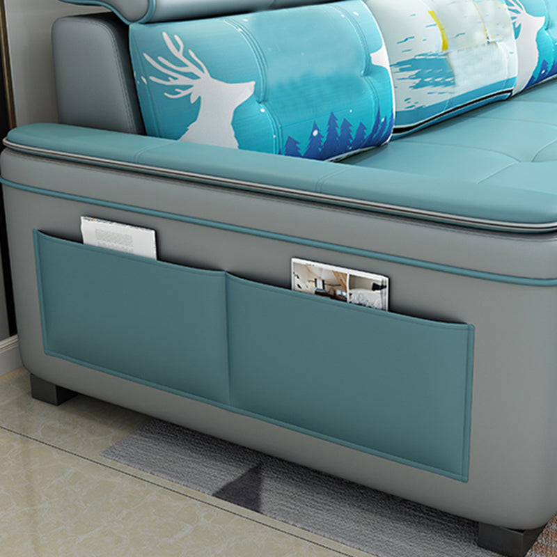 L-Shape Pillowed Top Arm Sectionals 3-seat Storage Sofa with Ottoman for Apartment Clearhalo 'Furniture' 'furniture_sectionals' 'Living Room Furniture' 'Sectionals' 4896116