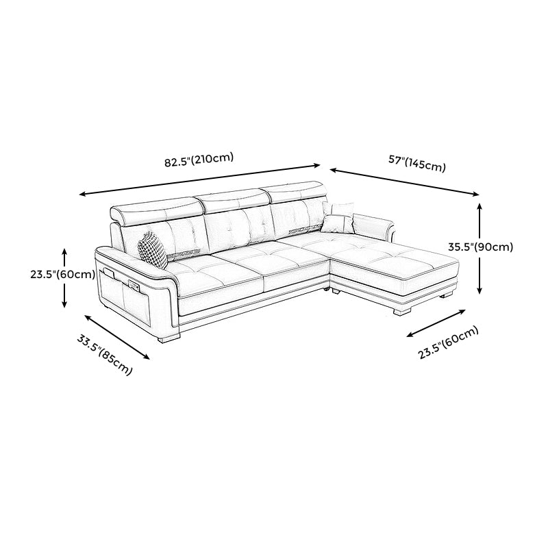 L-Shape Pillowed Top Arm Sectionals 3-seat Storage Sofa with Ottoman for Apartment Clearhalo 'Furniture' 'furniture_sectionals' 'Living Room Furniture' 'Sectionals' 4896117