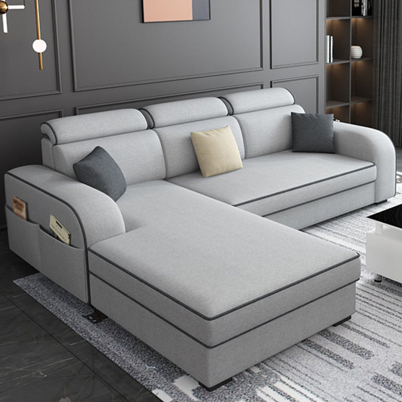 Contemporary Sofa Grey L-Shape High Back Square Arm Sectional with Storage 85"L x 63"W x 31.5"H Faux Leather Clearhalo 'furn' 'furn_sectionals' 'Furniture' 'furniture_sectionals' 'Living Room Furniture' 'Sectionals' 4896131