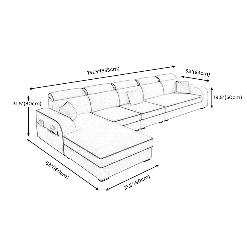 Contemporary Sofa Grey L-Shape High Back Square Arm Sectional with Storage Clearhalo 'furn' 'furn_sectionals' 'Furniture' 'furniture_sectionals' 'Living Room Furniture' 'Sectionals' 4896140