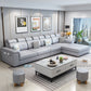 L-shape Sofa Faux Leather/Linen Sectionals with Reversible Chaise and Storage Light Gray Clearhalo 'furn' 'furn_sectionals' 'Furniture' 'furniture_sectionals' 'Living Room Furniture' 'Sectionals' 4896143
