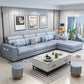 L-shape Sofa Faux Leather/Linen Sectionals with Reversible Chaise and Storage Light Blue Clearhalo 'furn' 'furn_sectionals' 'Furniture' 'furniture_sectionals' 'Living Room Furniture' 'Sectionals' 4896146
