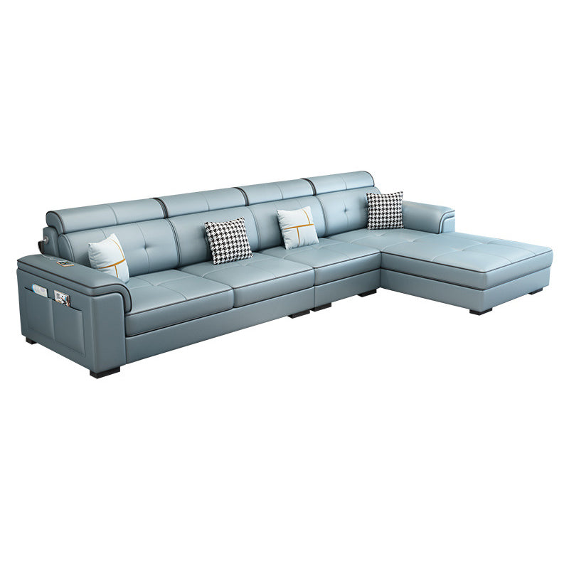L-shape Sofa Faux Leather/Linen Sectionals with Reversible Chaise and Storage Clearhalo 'furn' 'furn_sectionals' 'Furniture' 'furniture_sectionals' 'Living Room Furniture' 'Sectionals' 4896152