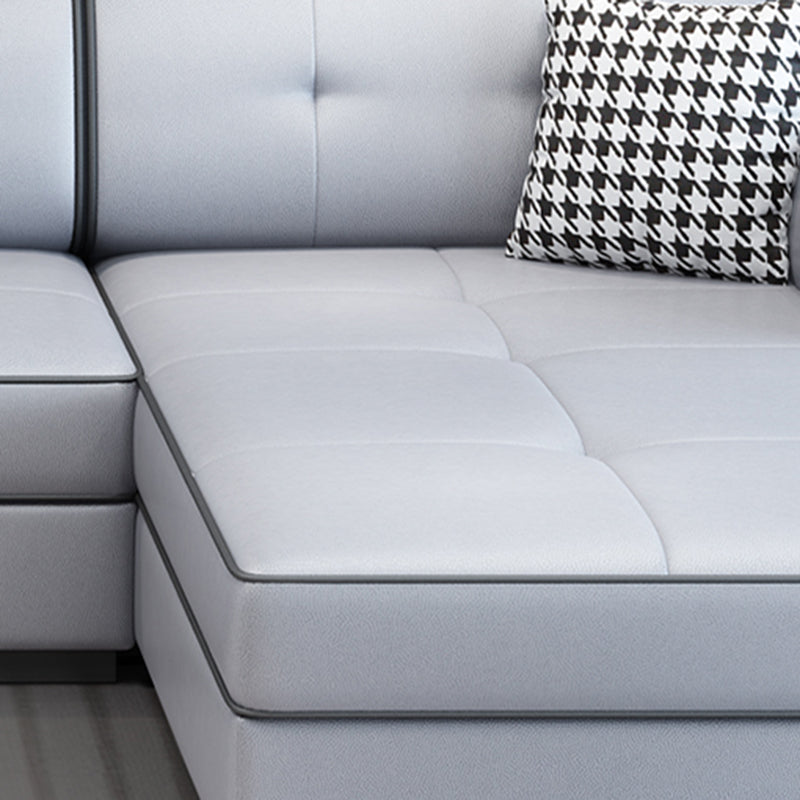 L-shape Sofa Faux Leather/Linen Sectionals with Reversible Chaise and Storage Clearhalo 'furn' 'furn_sectionals' 'Furniture' 'furniture_sectionals' 'Living Room Furniture' 'Sectionals' 4896153