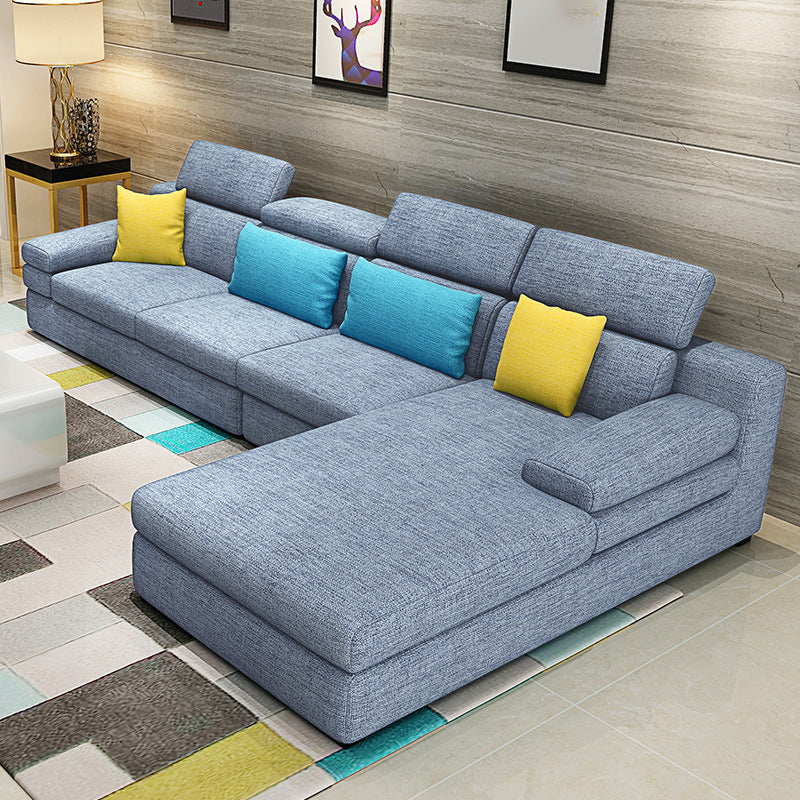 Contemporary Sofa L-Shape Sectional with Square Arm for Living Room Light Blue Clearhalo 'Furniture' 'furniture_sectionals' 'Living Room Furniture' 'Sectionals' 4896168